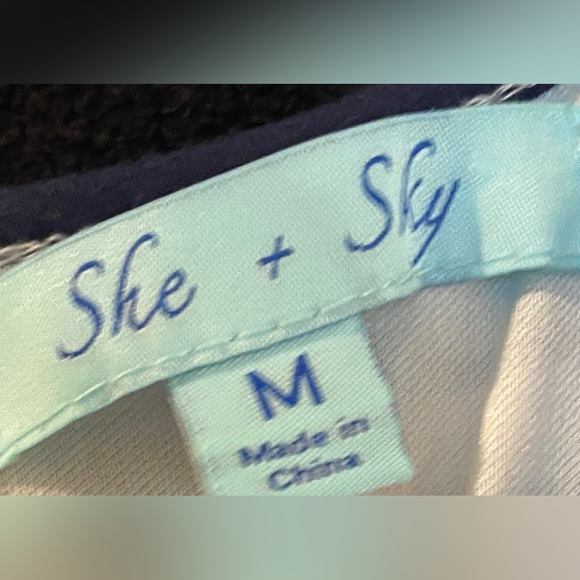 She + Sky Navy and White Long Sleeve Dress - Picture 3 of 3